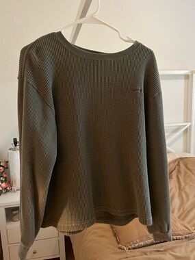 Vans Olive Crewneck Waffle Knit Sweater